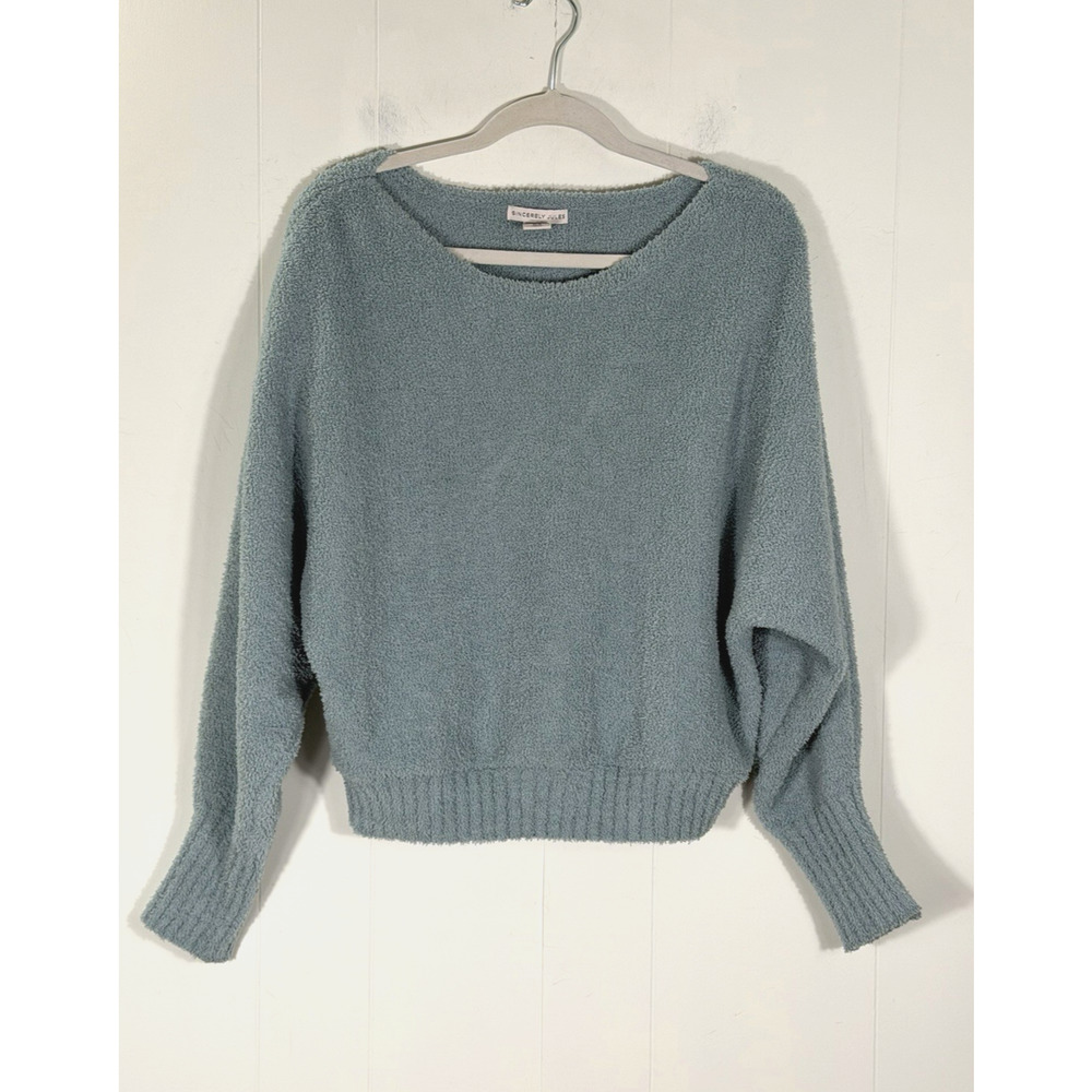 Sincerely Jules Cozy Knit Sweater Seafoam Green Boxy Dolman Sleeve Size Medium